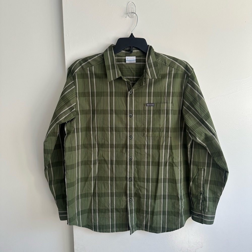 Columbia Green Plaid Lightweight Men's Shirt Jacket